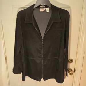 Joanna Plus Black Zipper Top / Light Jacket Polyester Size 1X